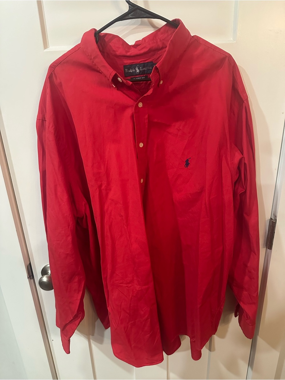 Ralph Lauren Polo Shirt Mens 3XB/Red Long Sleeve Button Down Cotton Classic